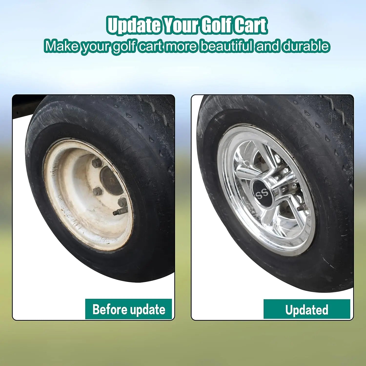 Set of 4 8 Inch SS Wheel Covers for EZGO Yamaha Golf Carts