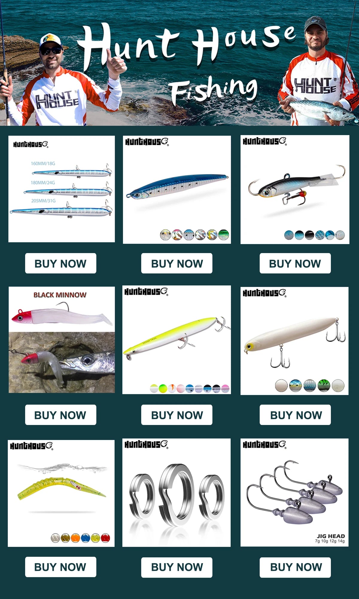 Hunthouse Sea Fishing Lure Sinking 125/175mm 40/50g