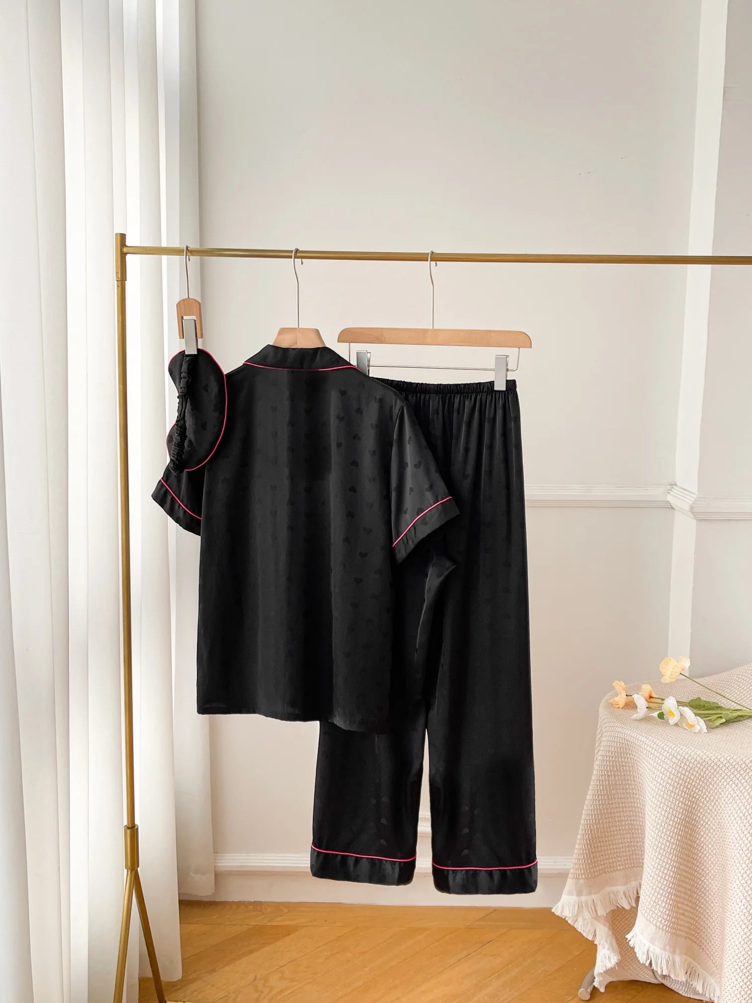 Women's Summer Silk Pajamas, Cool, Short Sleeve, Plain