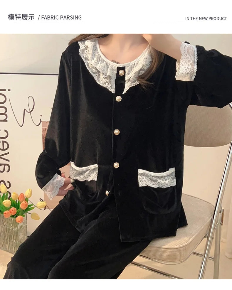 Bộ Đồ Ngủ Nhung Vàng Nữ Công Chúa SAMWESTART