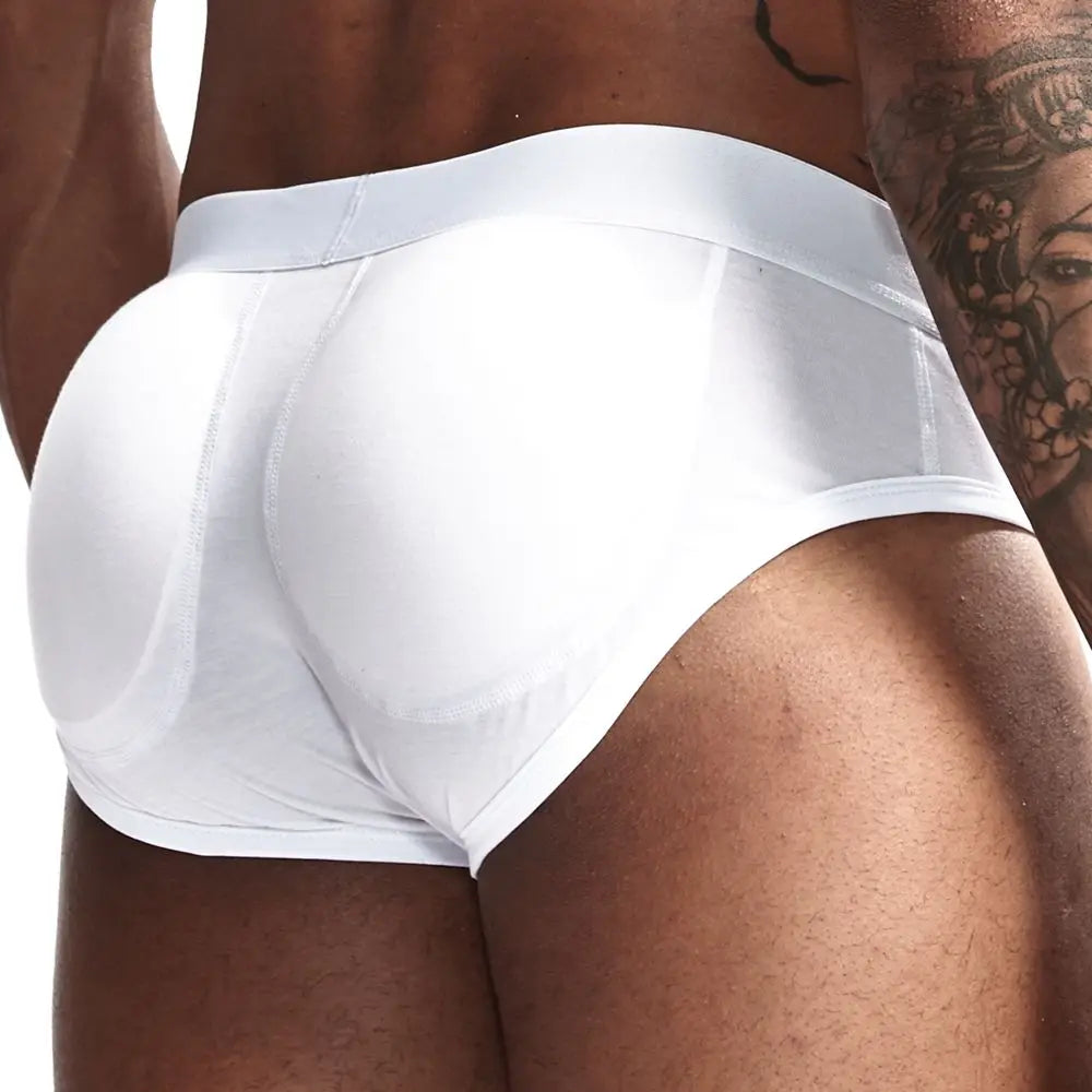 Men's Breathable Cotton Padded Butt Underwear with Removable Pads