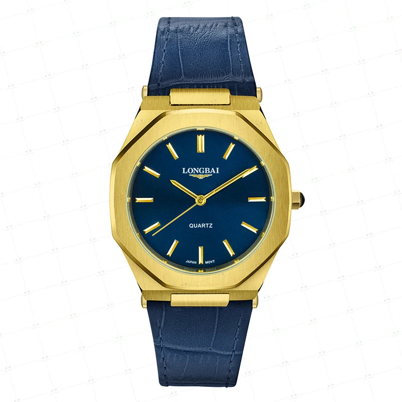 Đồng Hồ Nam Da Bát Giác Nhật Chống Nước Thời Trang