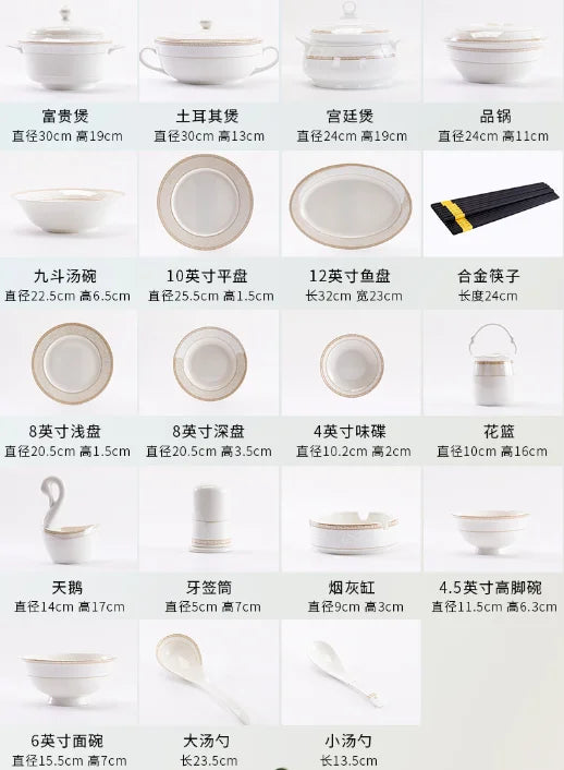 Bộ Bàn Ăn Sứ Xương 60 Món Noel Xiaozi Thanh Lịch