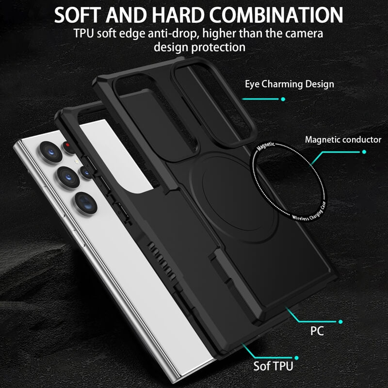 Wholesale High Quality TPU Magnetic Armor Shockproof Wireless Charging Phone Case For Samsung S23 Ultra 