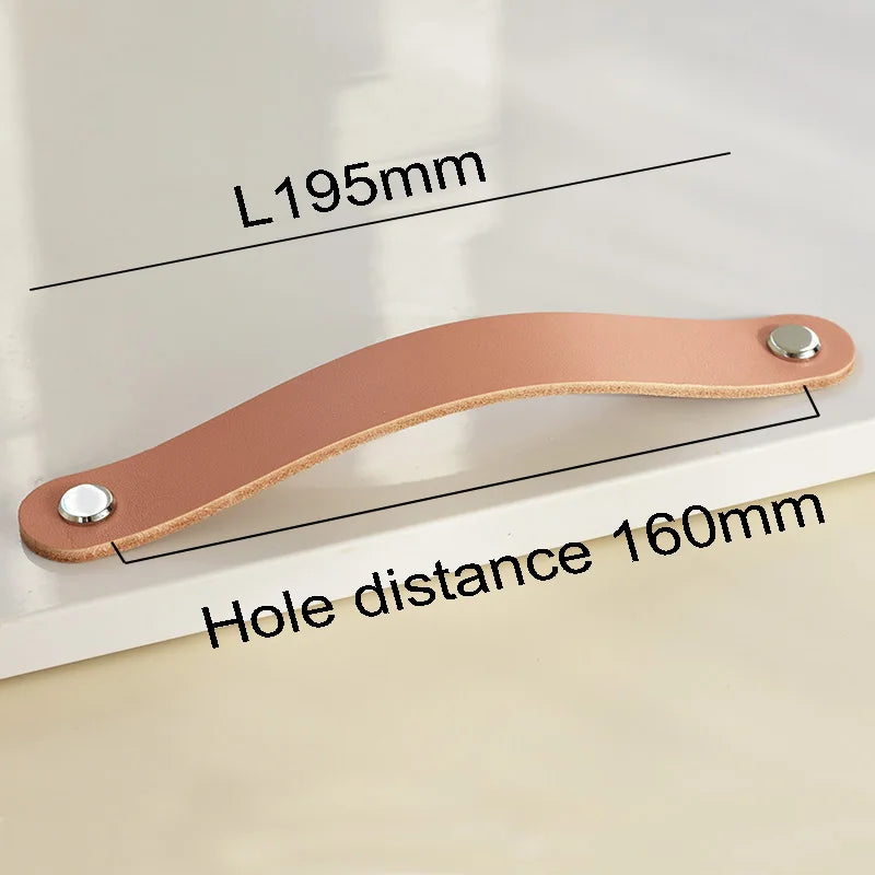 Nordic Style Pink Leather Handle Furniture Drawer Cupboard Kitchen Cabinet Door Knobs Pull Children's Room Cabinet Handles