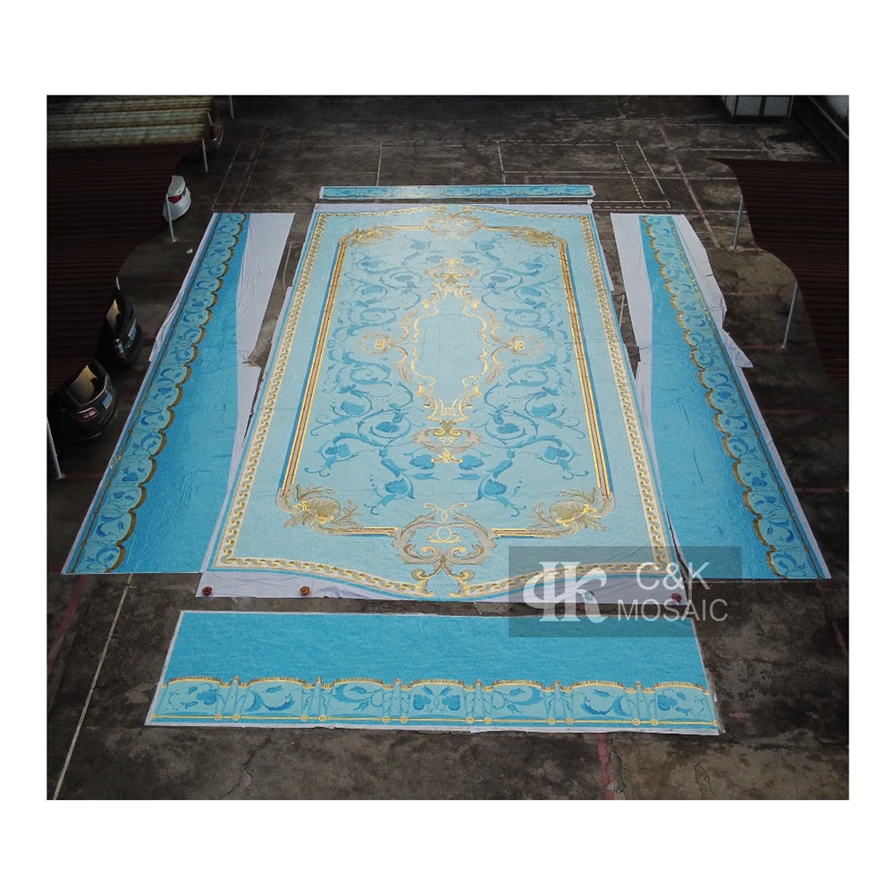 High quality handmade floral patterned glass mosaic made to order for swimming pool