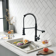 3 Way Spring Kitchen Faucet with Purified Water Filter Hot and Cold Water Black Kitchen Sink Mixer Tap Faucet Pull Down Sprayer - Daisan Mart