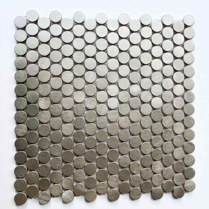 Customized Gold Coin Shape Aluminum Spray Mosaic Tile JNALC2216 Hotel Villa Bathroom Interior Decoration 