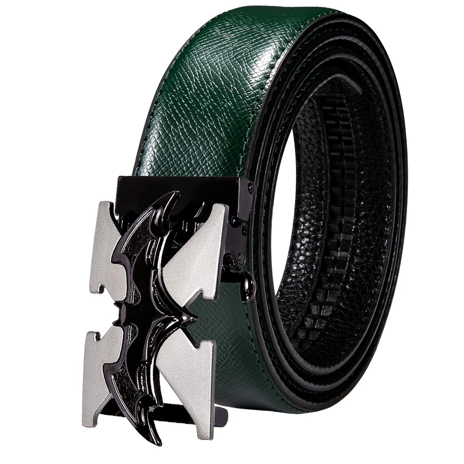 Men's Classy Blue Leather Belt, Automatic Buckle