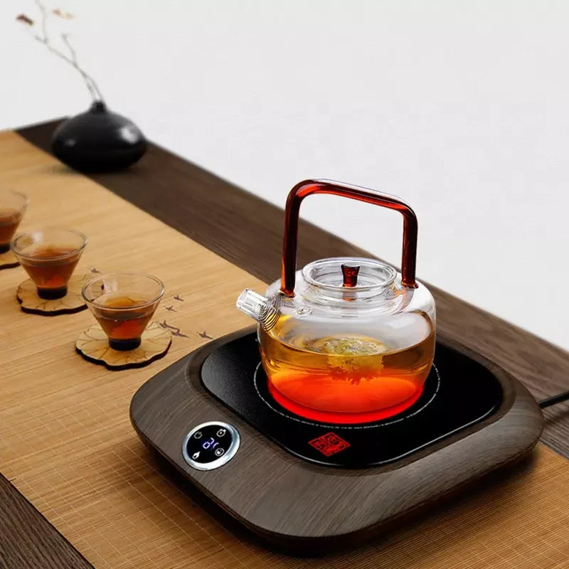 Ấm Pha Trà Thủy Tinh 650ml Tay Cầm Đỏ Chịu Nhiệt