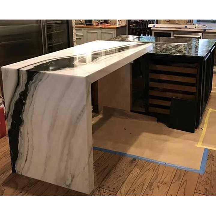 Modern Panda White Marble Rectangular Wall Mounted Wash Basin with Drain Hole for Villa Bathroom 