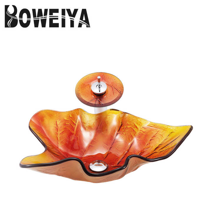 Original design leaf shape modern glass wash basin luxury wash basin 