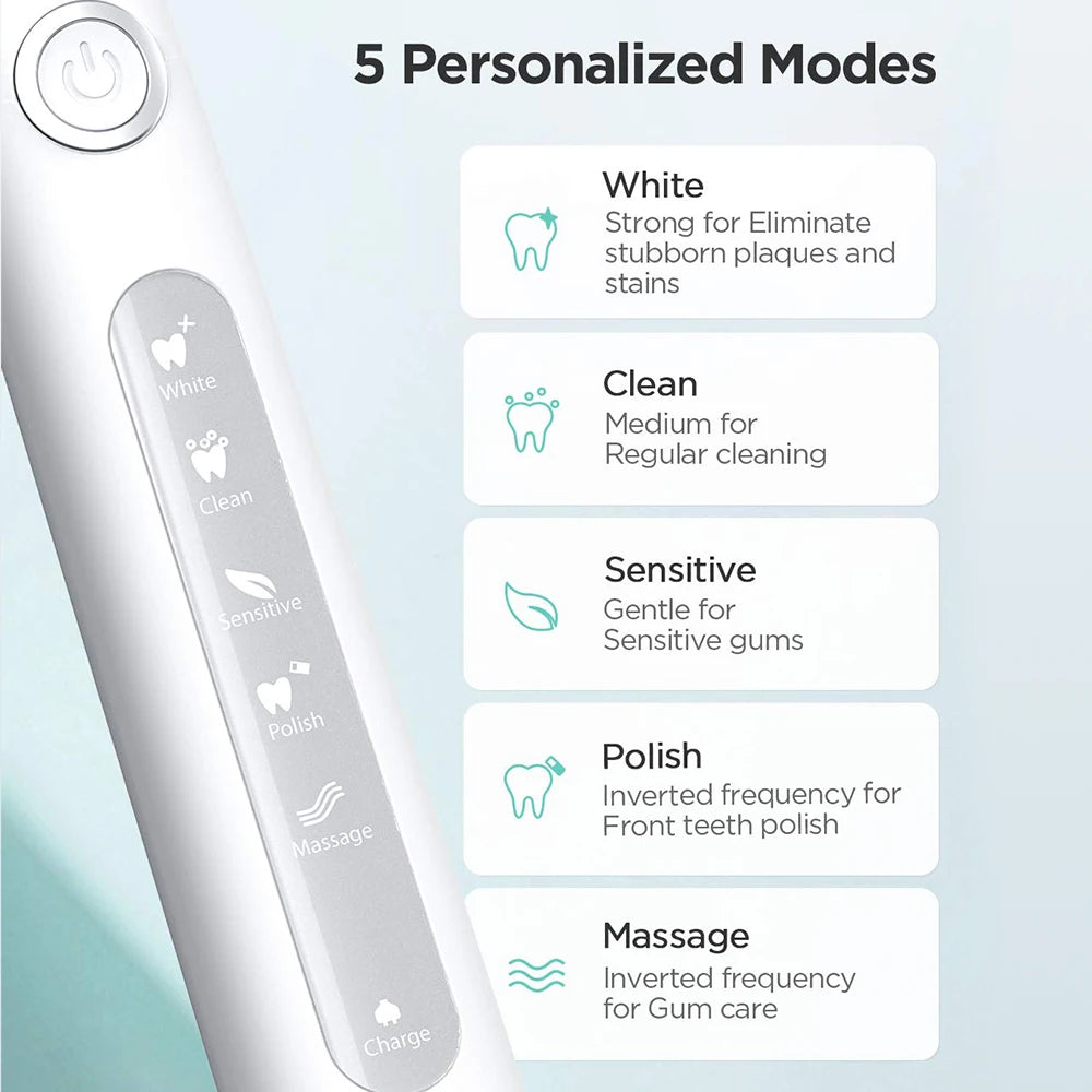 Fairywill Electric Sonic Toothbrush FW-507 USB Charge Rechargeable Adult Waterproof Electronic Toothbrushes Replacement Heads s