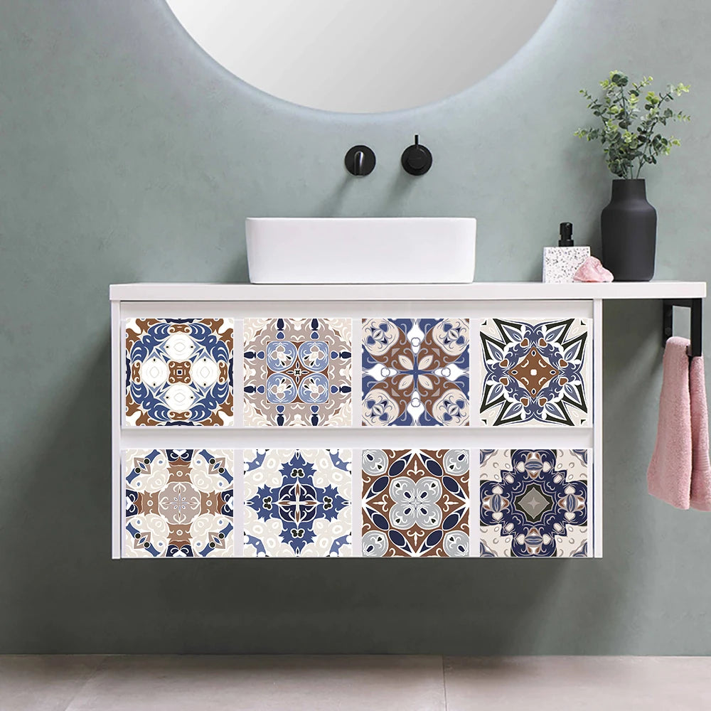 10 Pieces PVC Blue Gray Brick Wall Stickers