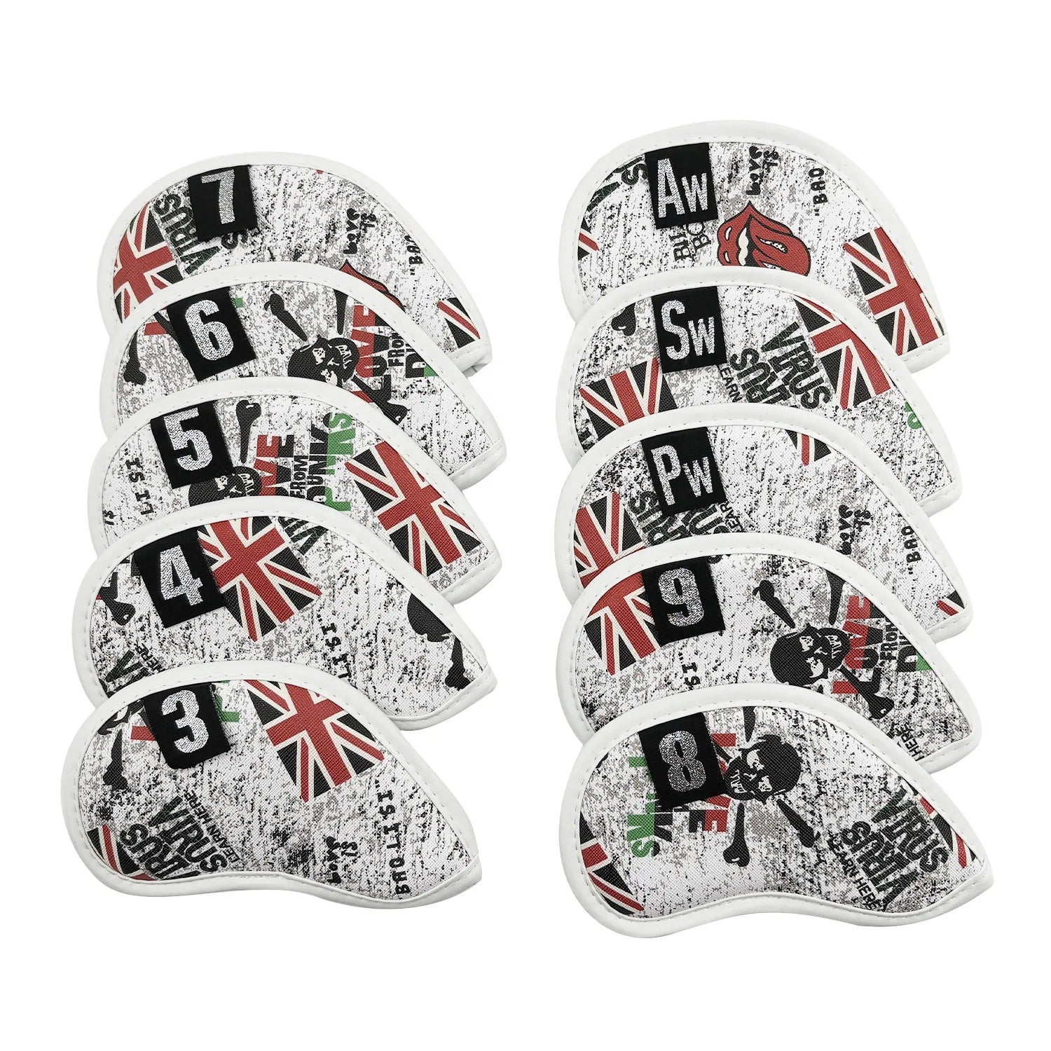 Luxury Custom Skull Embroidery Leather Golf Club Cover Set