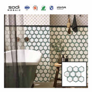 Custom, unique, stylish, waterproof bathroom wall tiles, peel and stick hexagonal mosaic for apartment use 