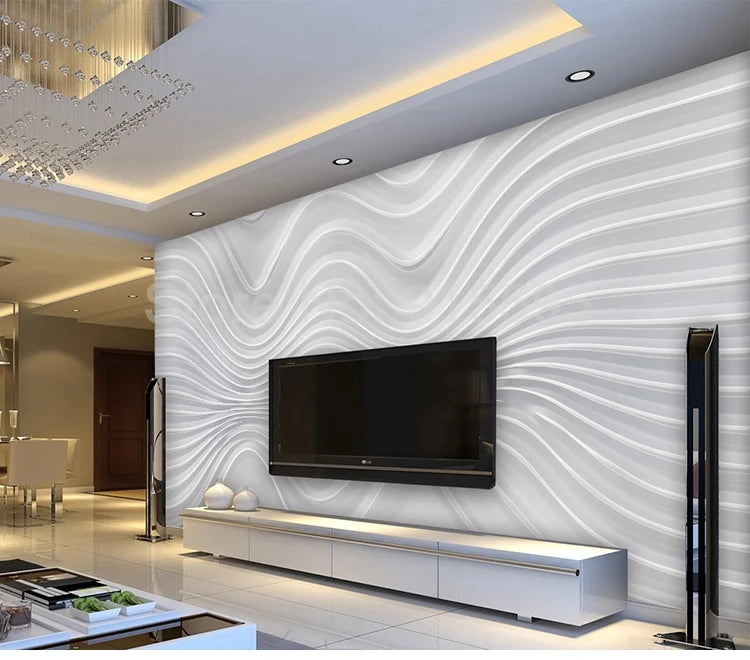 Custom 3D Stereoscopic Embossed Curve Stripe Mural Wallpapers For Living Room TV Background Wall Covering Photo Papel De Parede - Daisan Mart