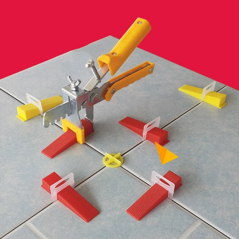 Ceramic floor tile leveling system with wedges 