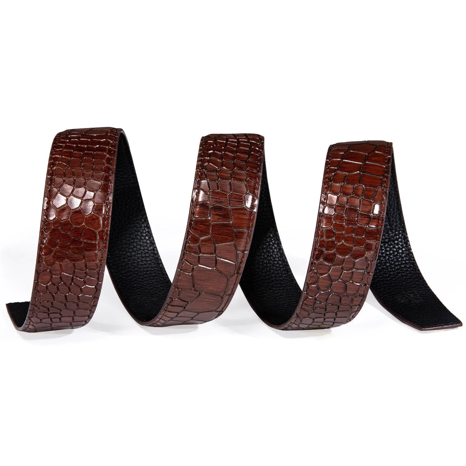 Thắt Lưng Da Bò 3.5cm Cao Cấp Không Khoá Màu Đỏ Xanh