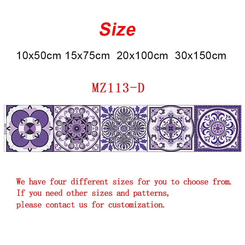 10/15/20/30cm Purple Retro Strip Tiles Wall Sticker Kitchen Stairs Tile Decoration Wallpaper Peel &amp; Stick Waterproof Art Mural
