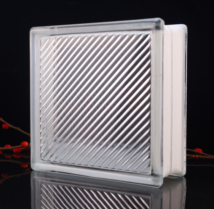 Oblique Line (JH028) Glass Block 190*190*80MM Hollow Oblique Line Crystal Glass Brick Glass Block 190*190*80MM 