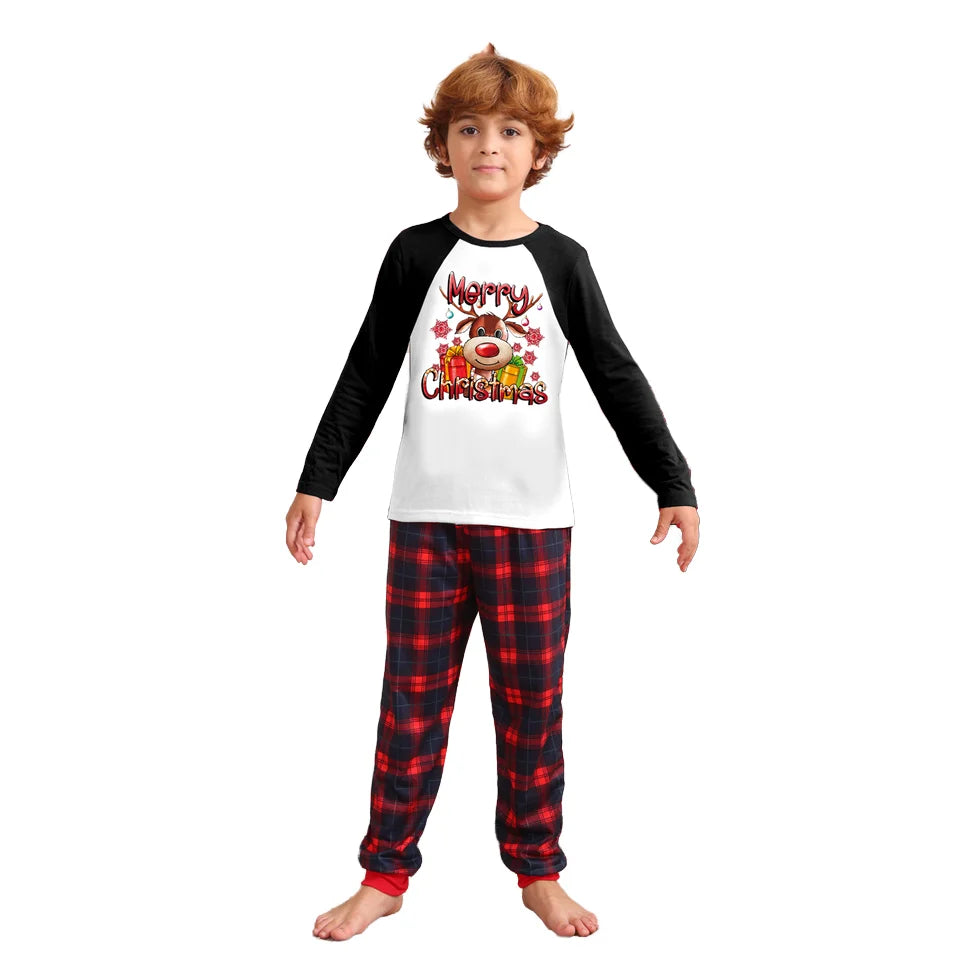 Women's Christmas cartoon pajamas, warm and cute long pants