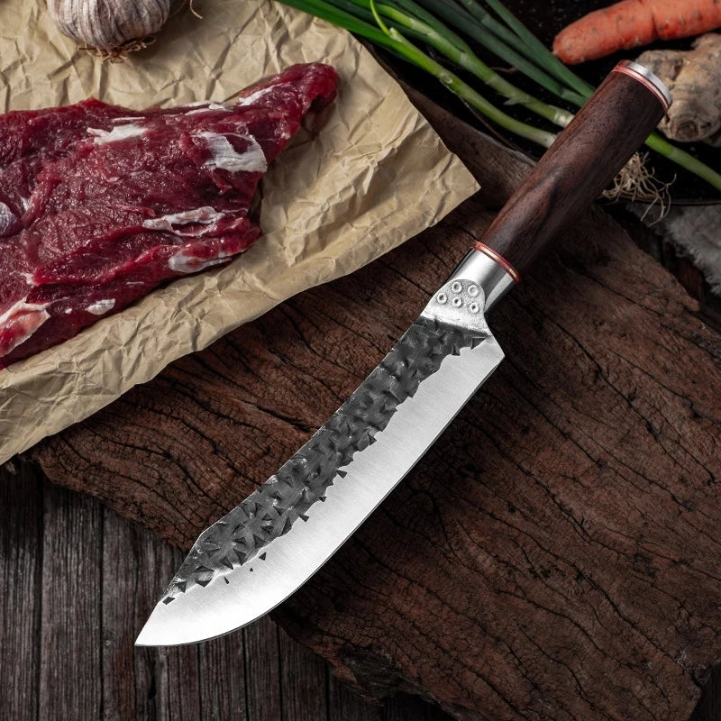 7.6inch Handmade Forged Kitchen Knife Butcher Meat Chopping Cleaver Chinese Chef Knife 5CR15 Stainless Steel - Daisan Mart
