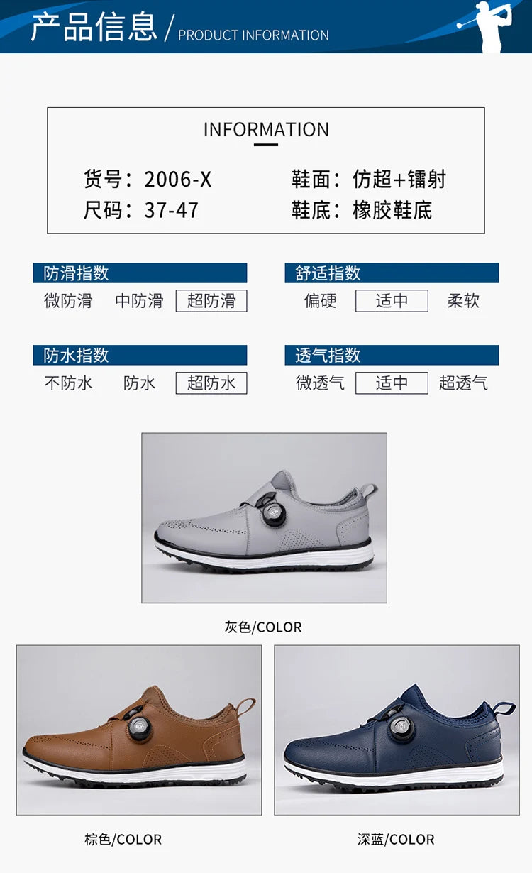 Giày Golf Nam Da Mềm Thoáng Khí Đi Bộ Mùa Hè