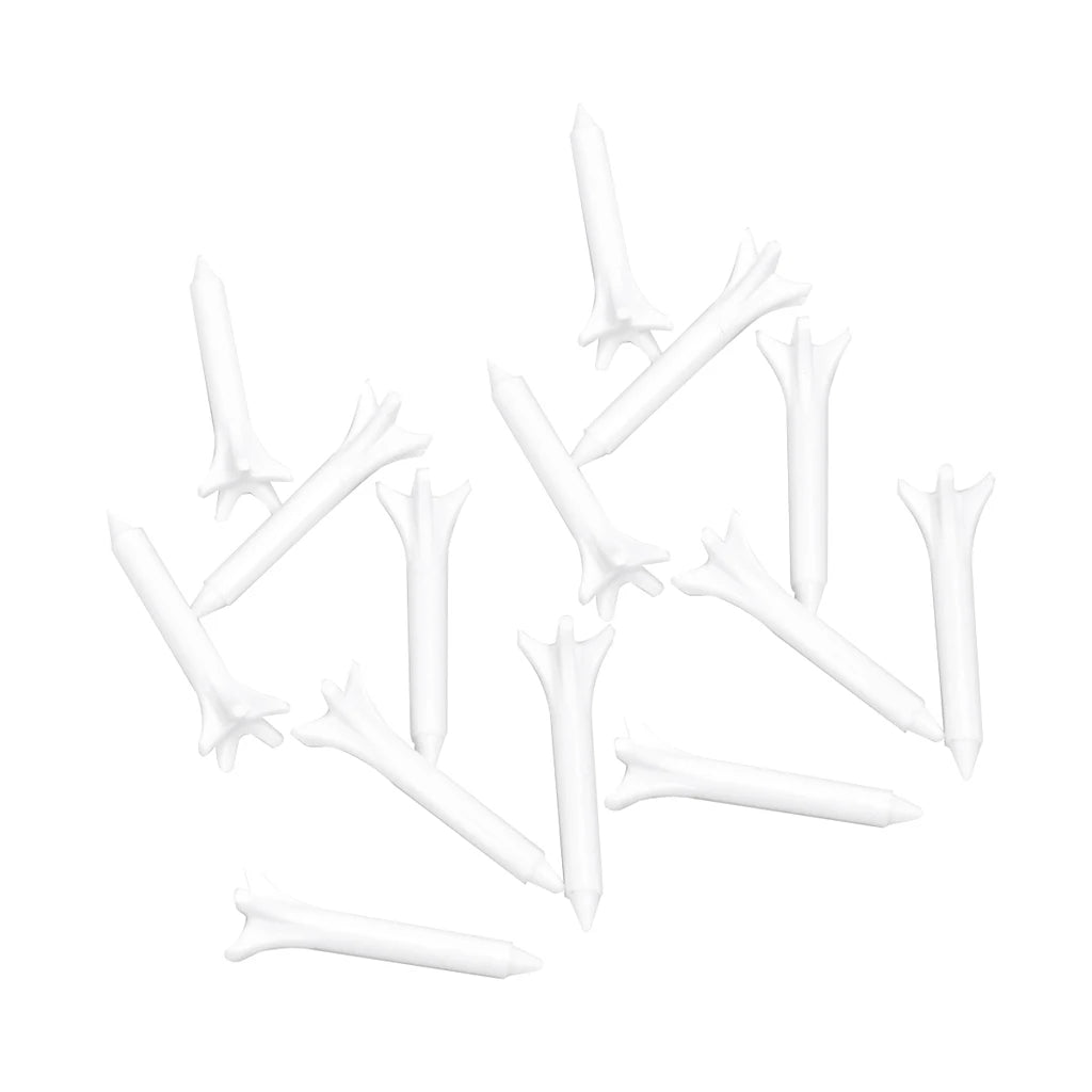 Set of 100 White Plastic Golf Tees 38mm Claw Shape