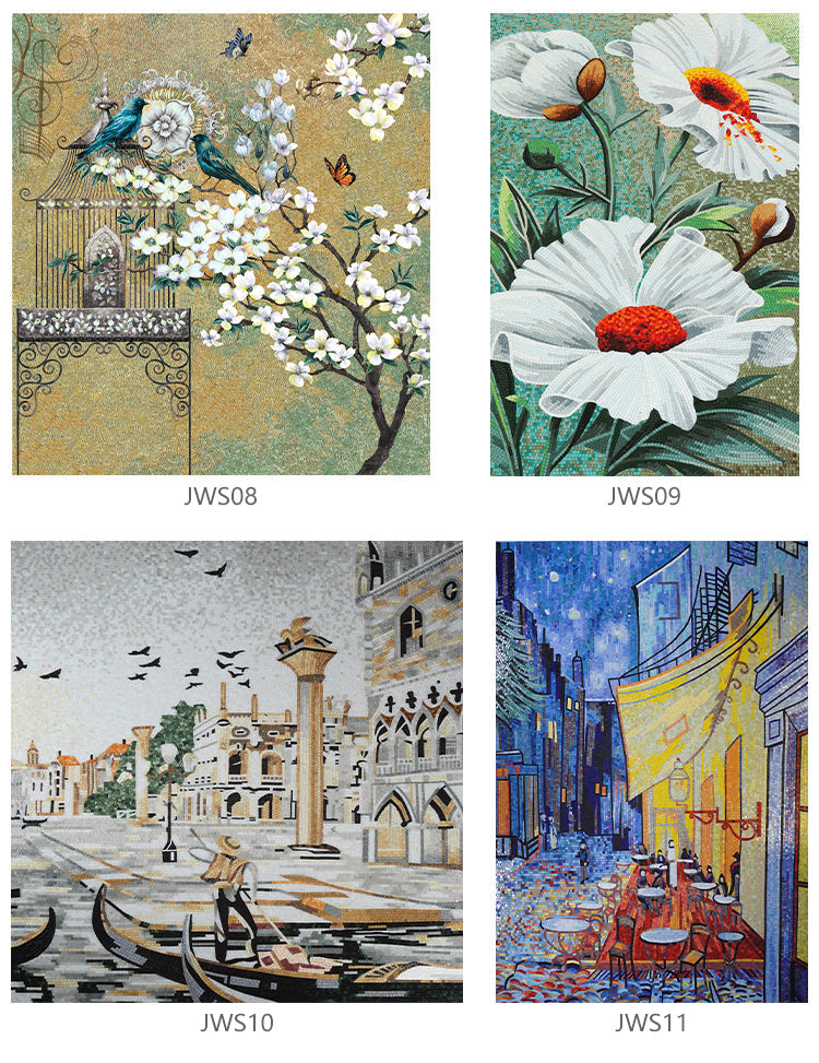 High quality handmade gold plated crystal mosaic flower art painting 
