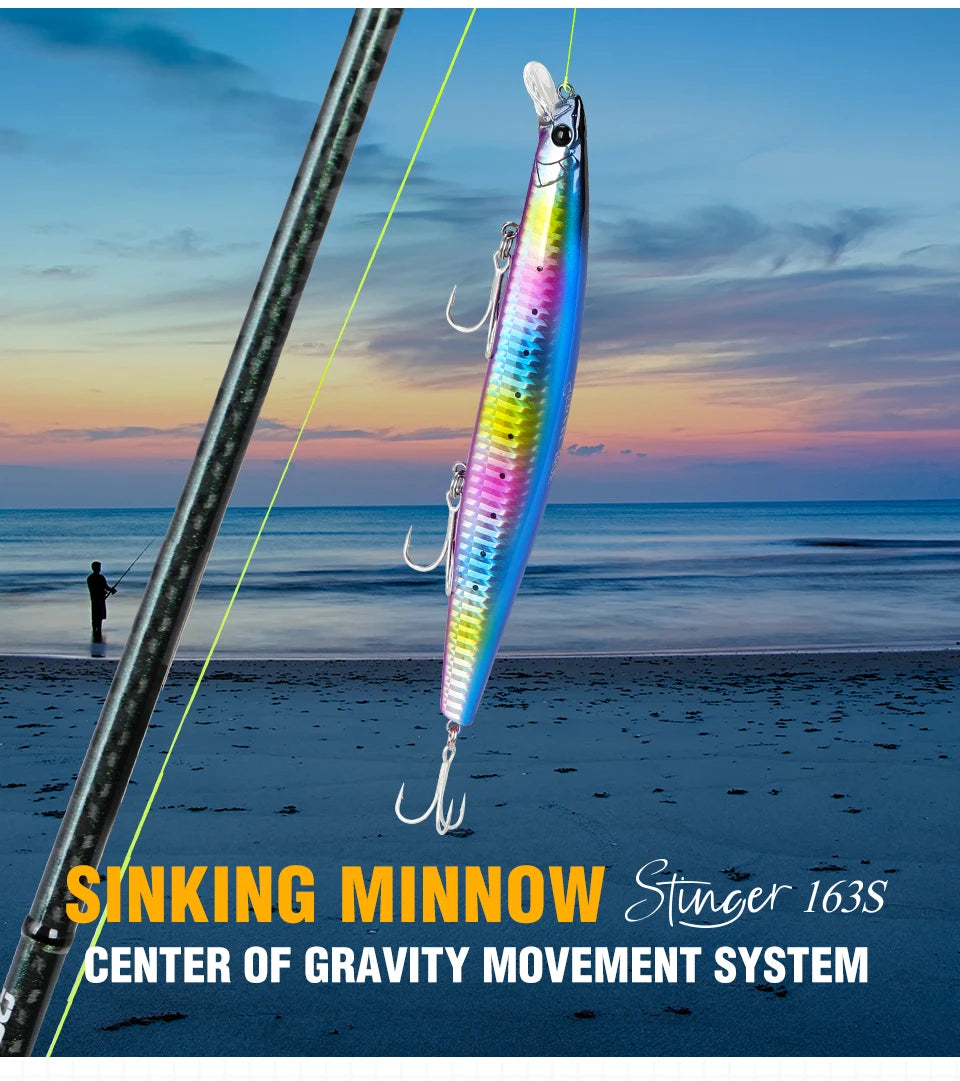 TSURINOYA 34.2g STINGER 163S Sinking Minnow 163mm Sea Fishing Lure Hard Artificial Pike Fishing Baits Tackle DW119