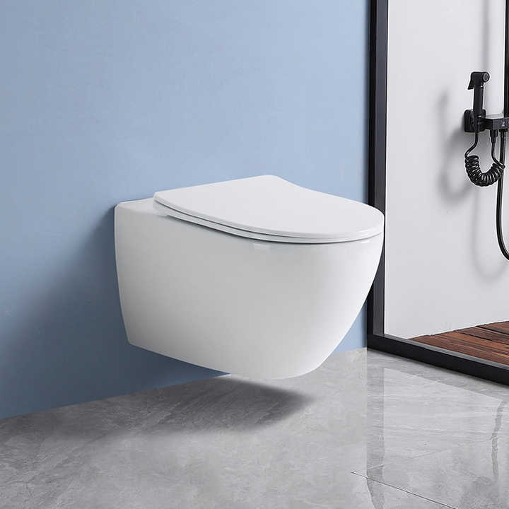 Modern one-piece porcelain toilet, soft closing toilet, wall mounted toilet 