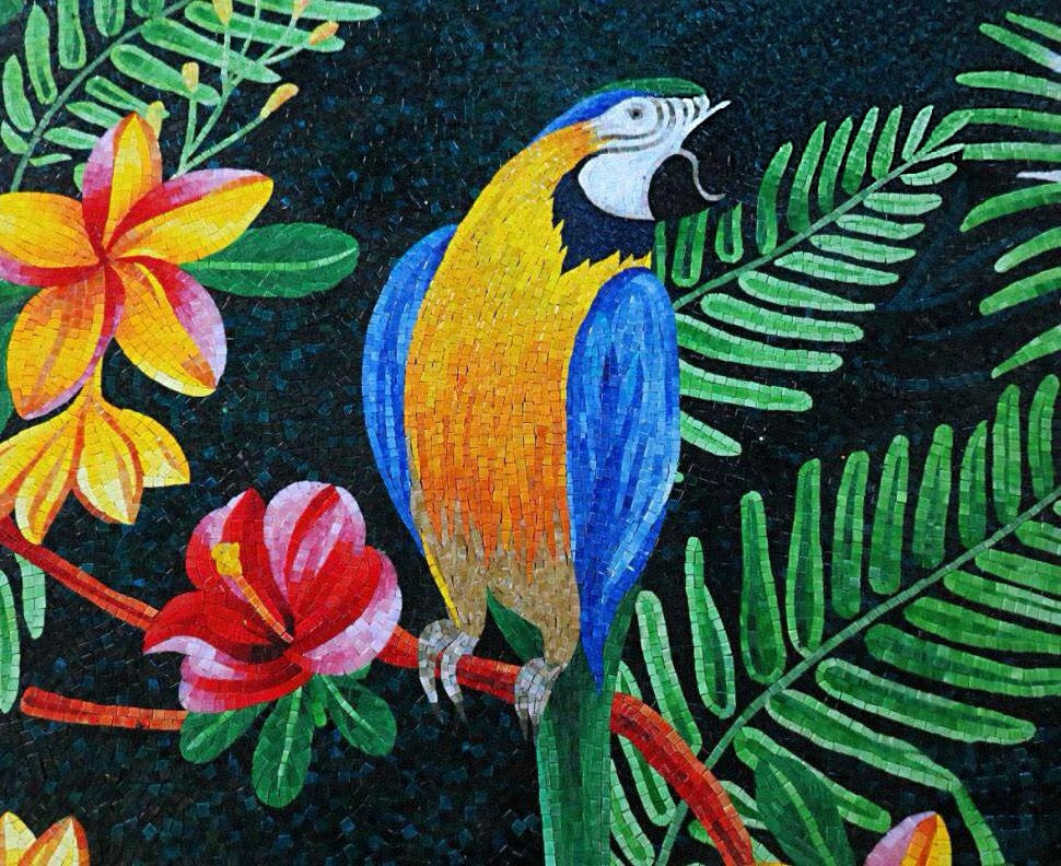 Custom made colorful blue bird mosaic from factory 