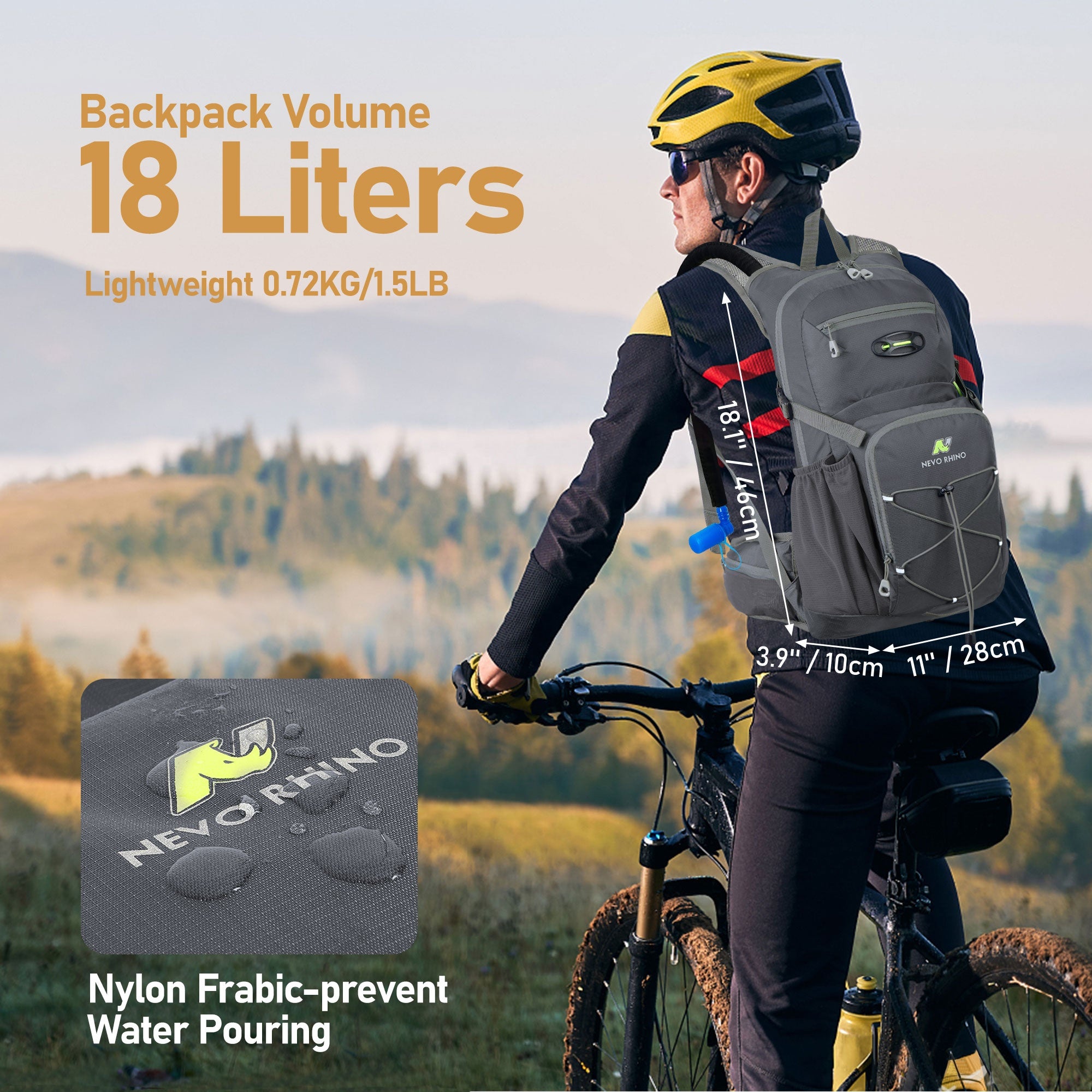 Branded 15 Liter Cycling Backpack Outdoor Fashion Waterproof Running Hydration Bag for Hiking 