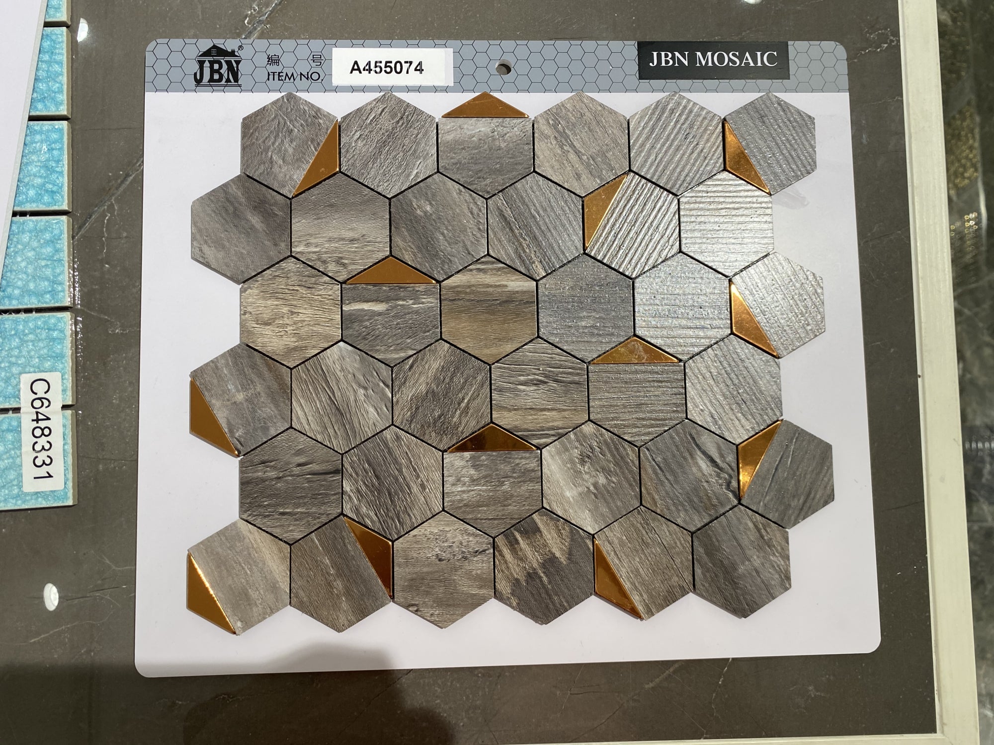 Modern white mosaic PVC tiles, easy to install, 3M acrylic adhesive 