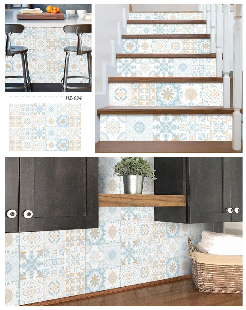 24pcs Retro Gray Kitchen Tile Sticker Wall Waterproof Self Adhesive Wallpaper PVC Furniture Cabinet Surface DIY Decorative Decal