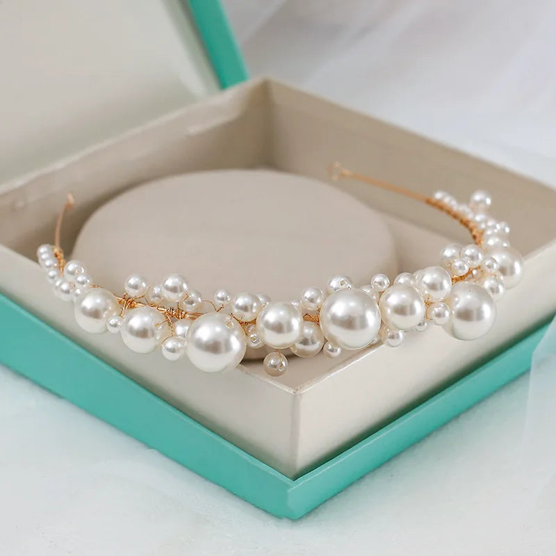 Vương Miện Ngọc Trai Cô Dâu - Phụ Kiện Tóc Thanh Lịch