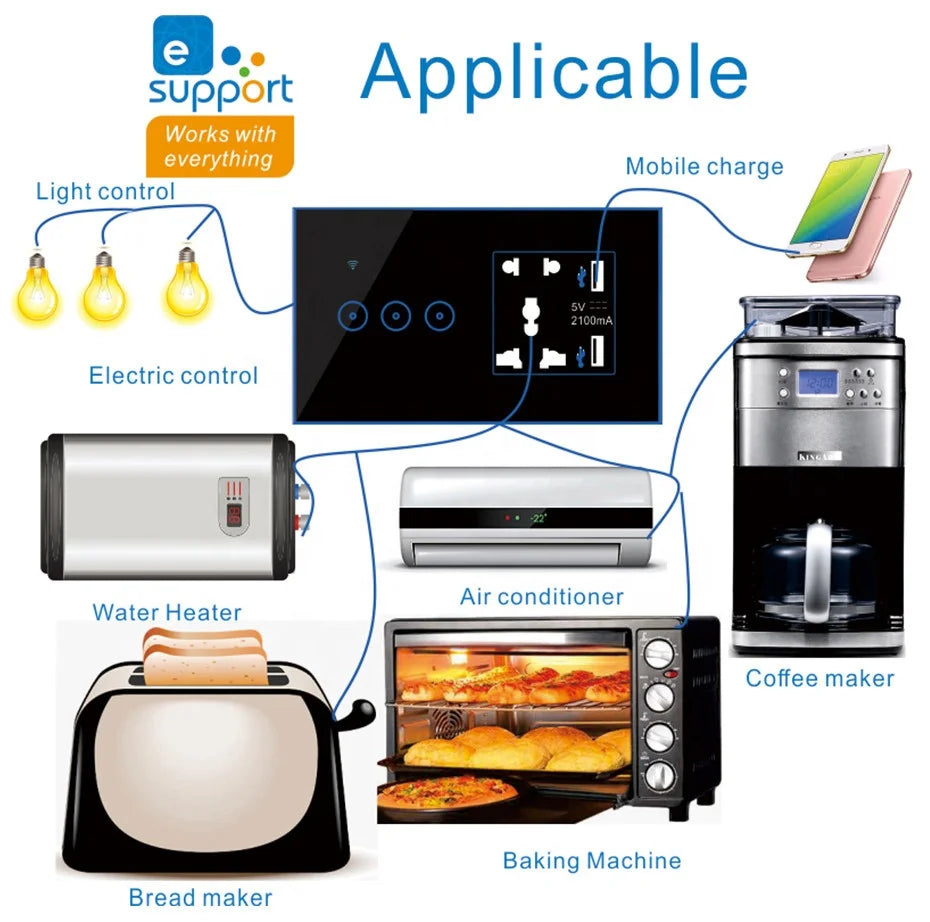 Ổ Cắm WiFi Thông Minh USB & Cảm Ứng