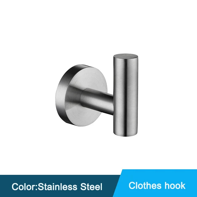 Black Wall-mounted Black Stainless Steel Towel Rack Set Towel Bar Toilet Paper Holder Robe Towel Hooks Bathroom  Accessories Kit - Daisan Mart