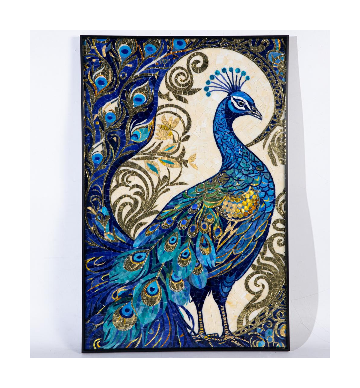 Decorative glass mosaic peacock wall sticker 