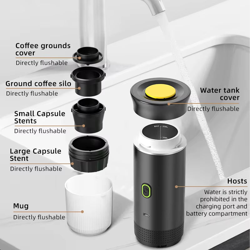 Máy pha cà phê viên nén cầm tay Máy pha Espresso điện Dùng cho khách sạn Máy pha cà phê đun nước nóng Tương thích với viên nén - Daisan Mart