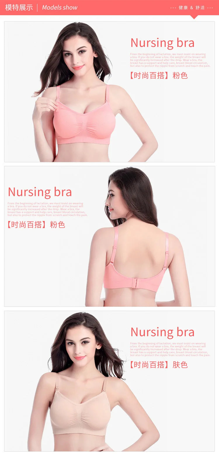 Adjustable Anti-Sagging Breastfeeding Bra Steel Ring-Free Upper Buckle Pregnant Women's Maternity Underwear Featuring Breast Pad - Daisan Mart