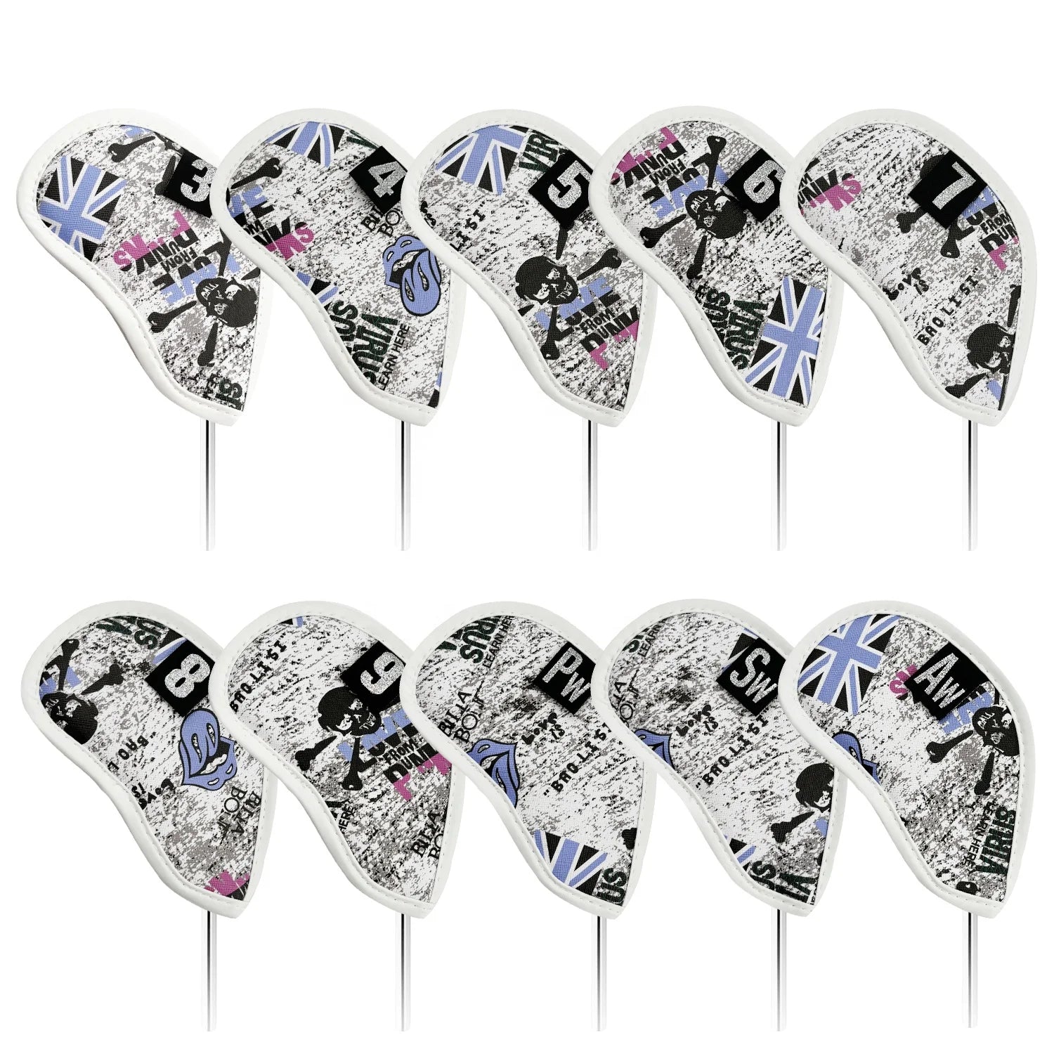 Luxury Custom Skull Embroidery Leather Golf Club Cover Set