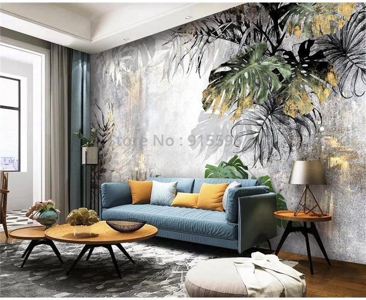 Custom Any Size Mural Wallpaper Modern 3D Tropical Rain Forest Leaves Fresco Living Room TV Sofa Background Wall Papel De Parede