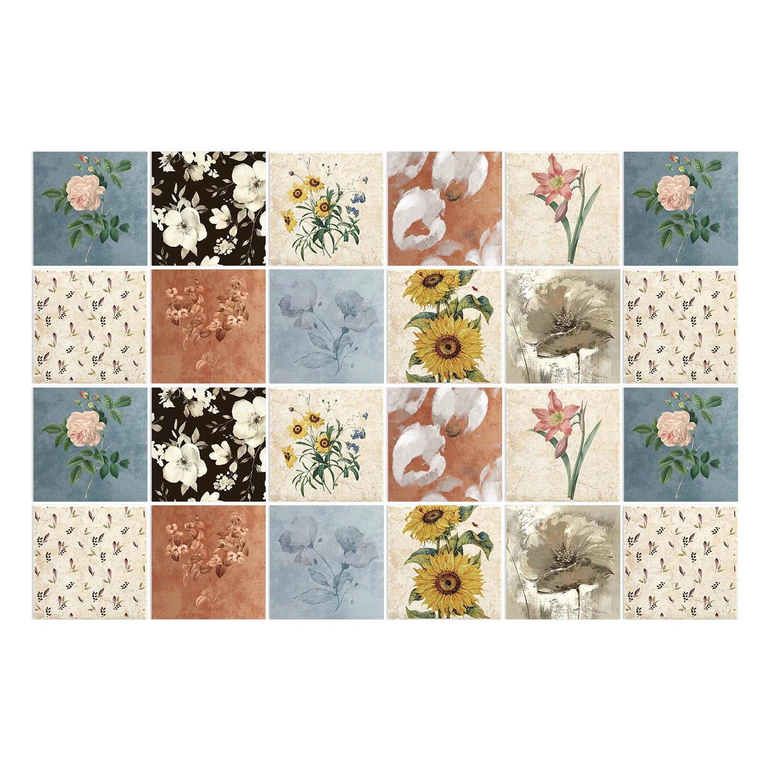 24pcs Retro Gray Kitchen Tile Sticker Wall Waterproof Self Adhesive Wallpaper PVC Furniture Cabinet Surface DIY Decorative Decal