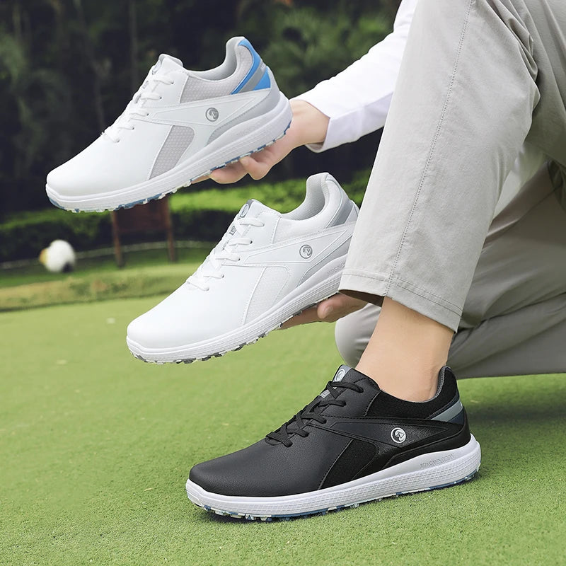 Luxury White Spiked Sole Microfiber Leather Golf Shoes 39-47