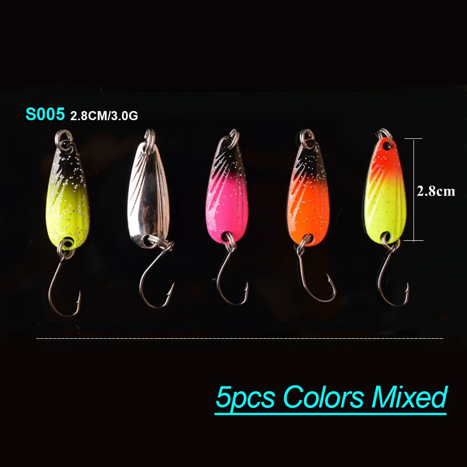 Bộ 5 Mồi Câu Kim Loại TOMA Dạng Lá Cá Lóc, Cá Trê