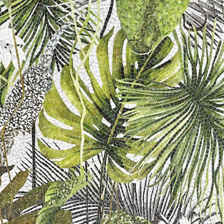 Popular Tropical Style Wall Painting Handmade Art Painting Glass Mosaic Wall Decoration 