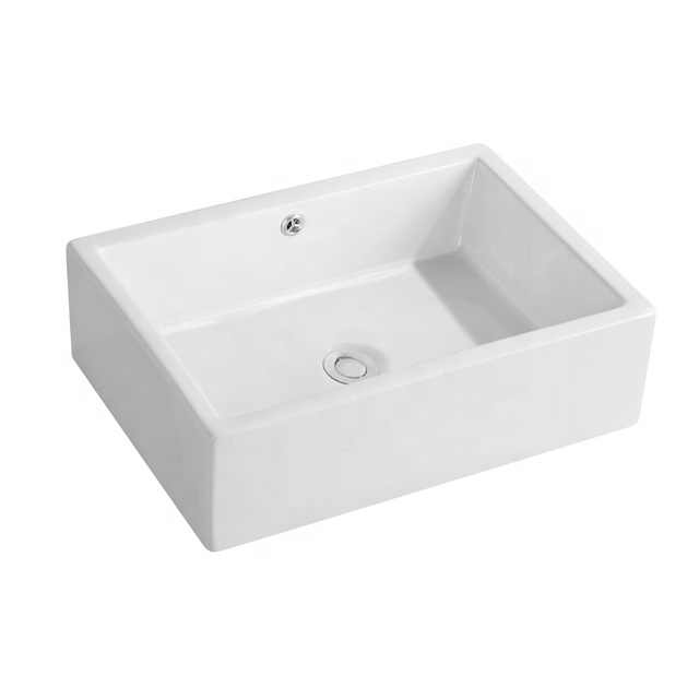 Rectangular Ceramic Washbasin Without Faucet Hole For Lavatory Cabinet 