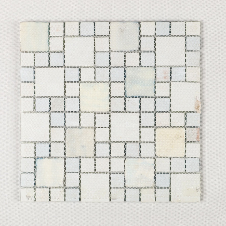 Wholesale square green mosaic tiles, shell, crystal resin 